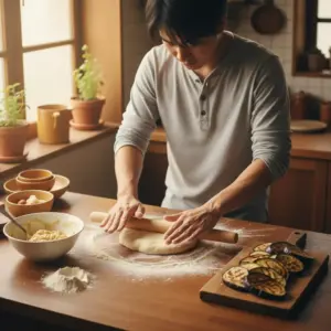 香ばし味噌チーズ×秋ナスのスワールブレッド｜手ごねで作る秋の贅沢パンレシピ_2